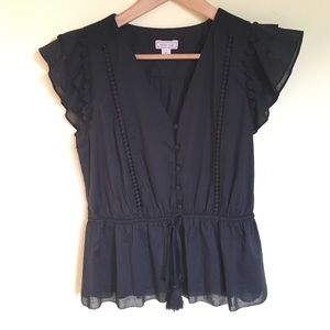 J. Crew Point Sur Flutter Sleeve Peasant Top